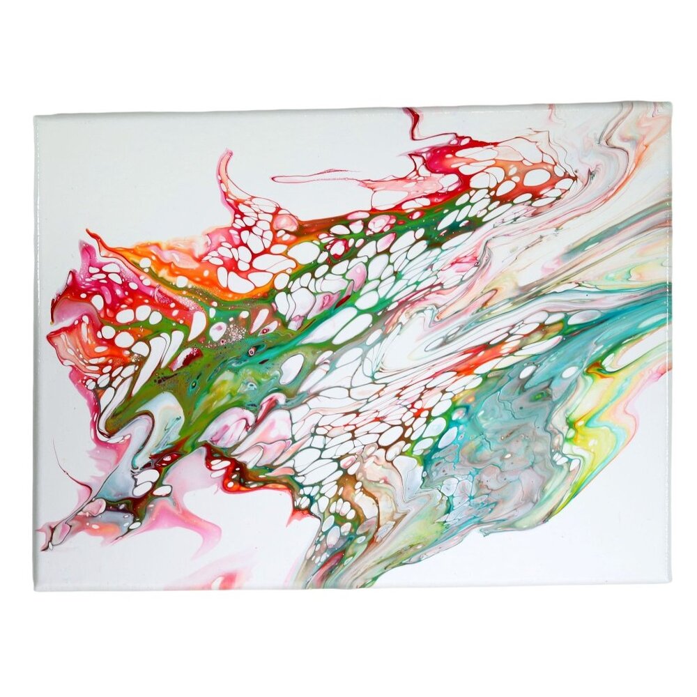 Acrylic Pour Painting On Canvas Wrap Around 9x12 One Of A Kind, Original